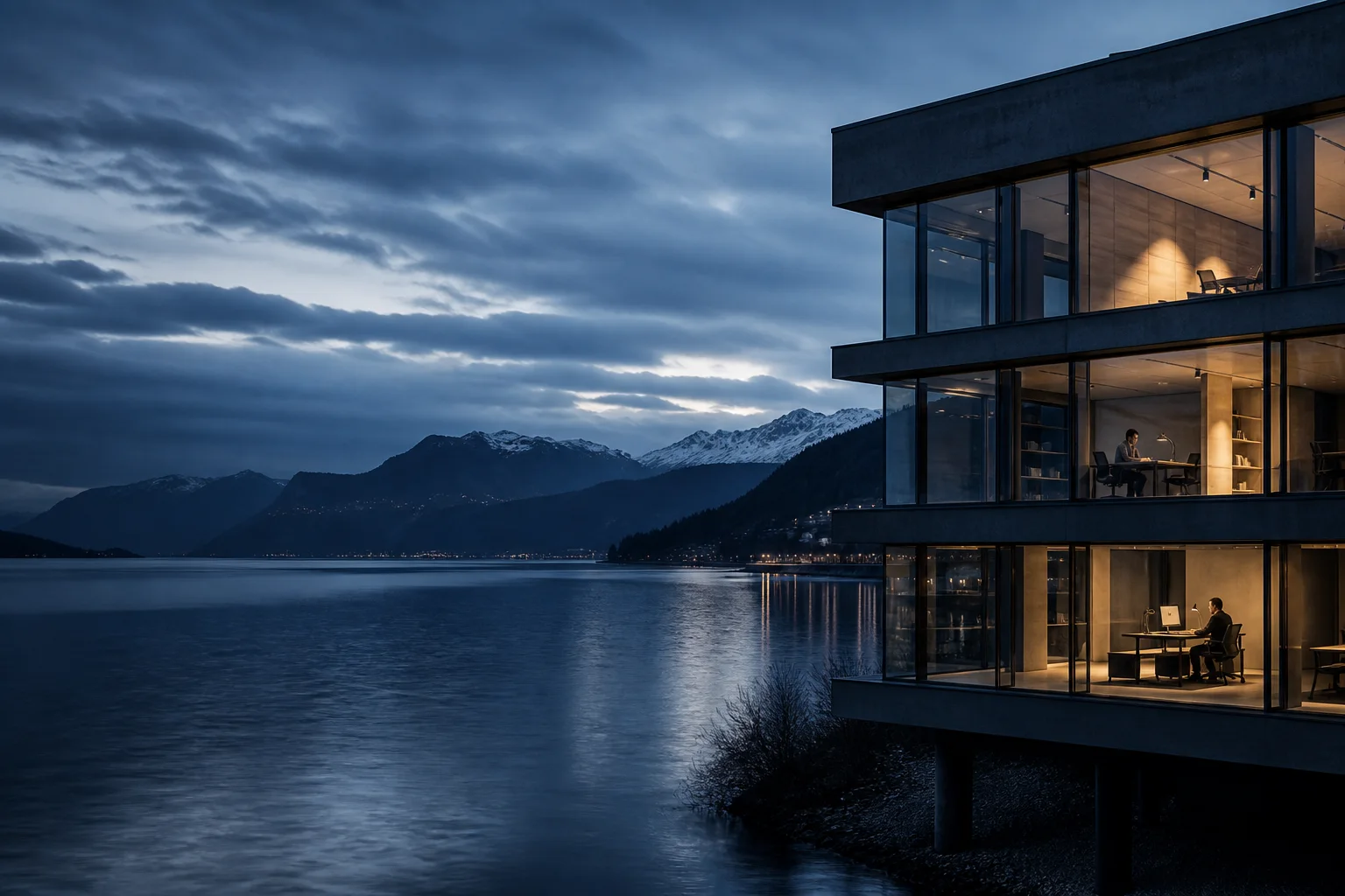 Ruhiger Blick auf Luzern und ein modernes Büro