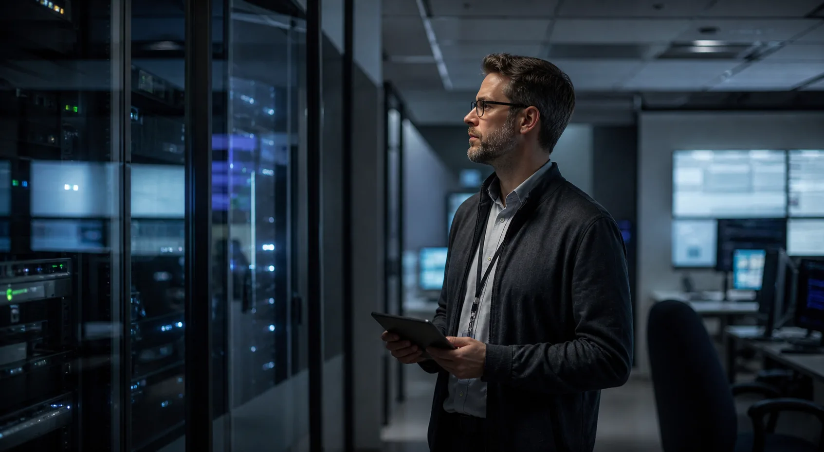 IT-Spezialist überwacht eine stabile Betriebsumgebung