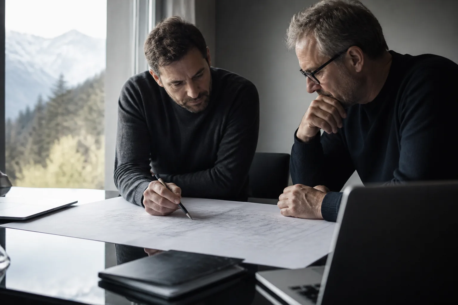 Zwei IT-Verantwortliche planen eine belastbare Architektur